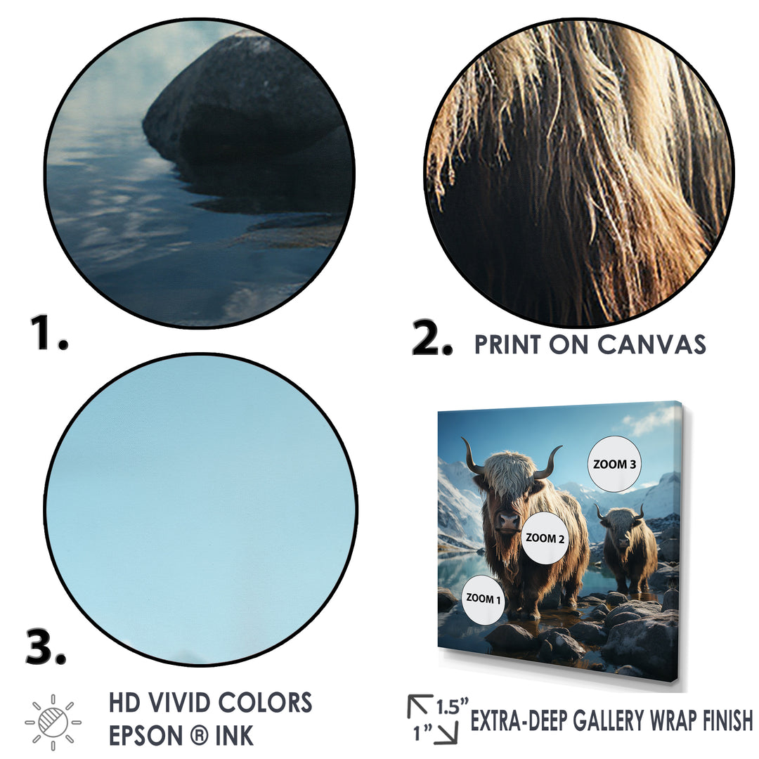 enchanted yaks portrait in winter - Yaks Canvas Wall Art