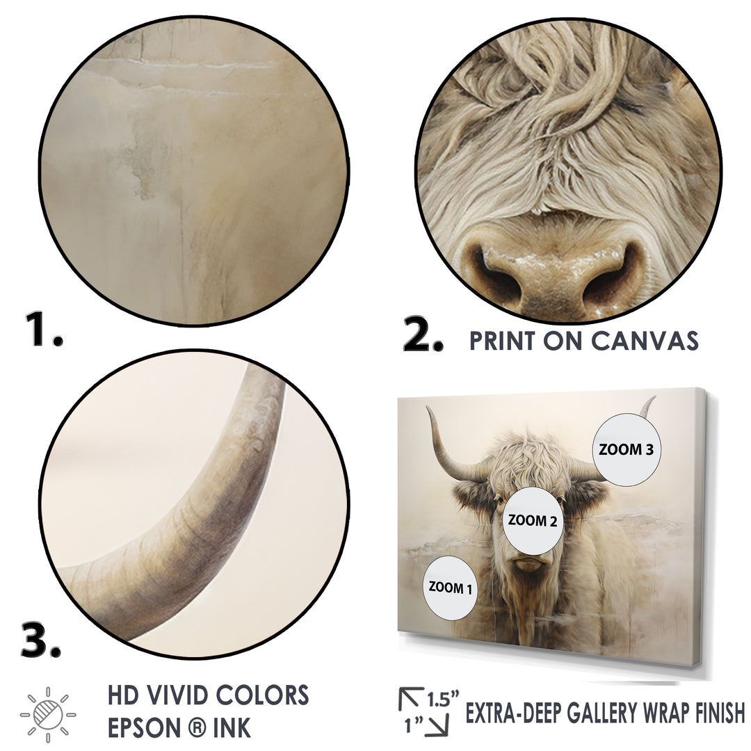 minimalism beige Yak painting - Yaks Wall Decor