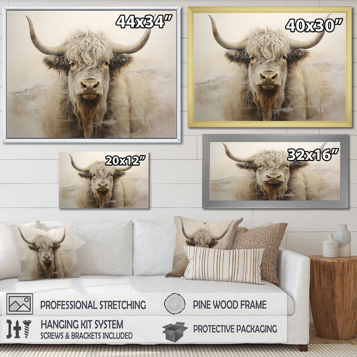 minimalism beige Yak painting - Yaks Wall Decor