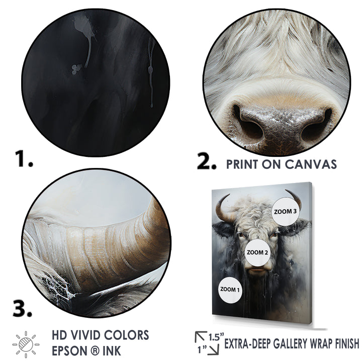 minimalism black and white Yak painting - Yaks Wall Art Prints