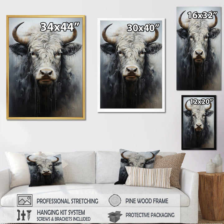 minimalism black and white Yak painting - Yaks Wall Art Prints