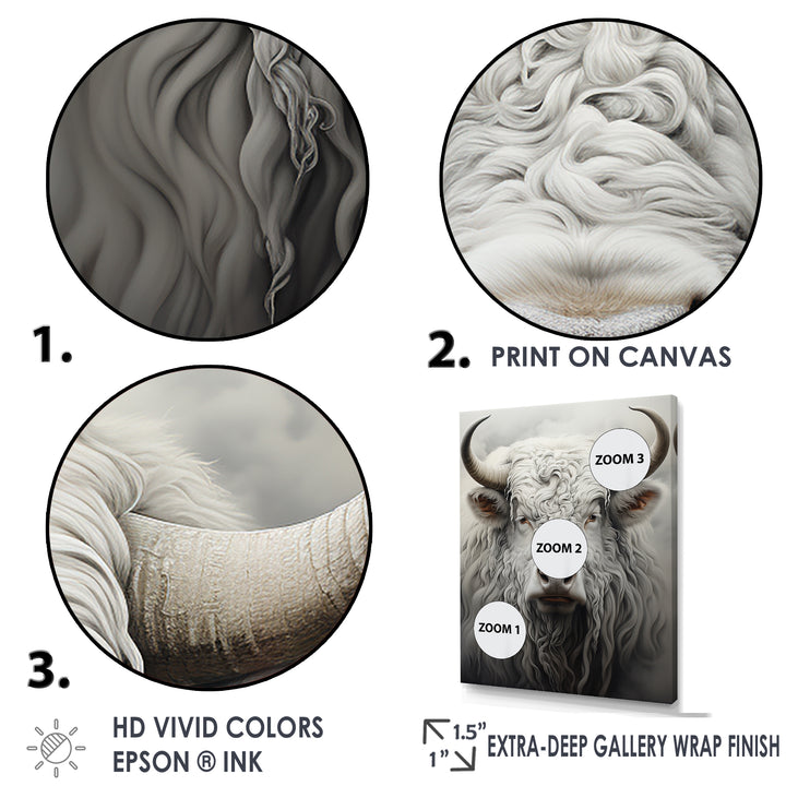 minimalism grey Yak painting - Black Yaks Wall Art