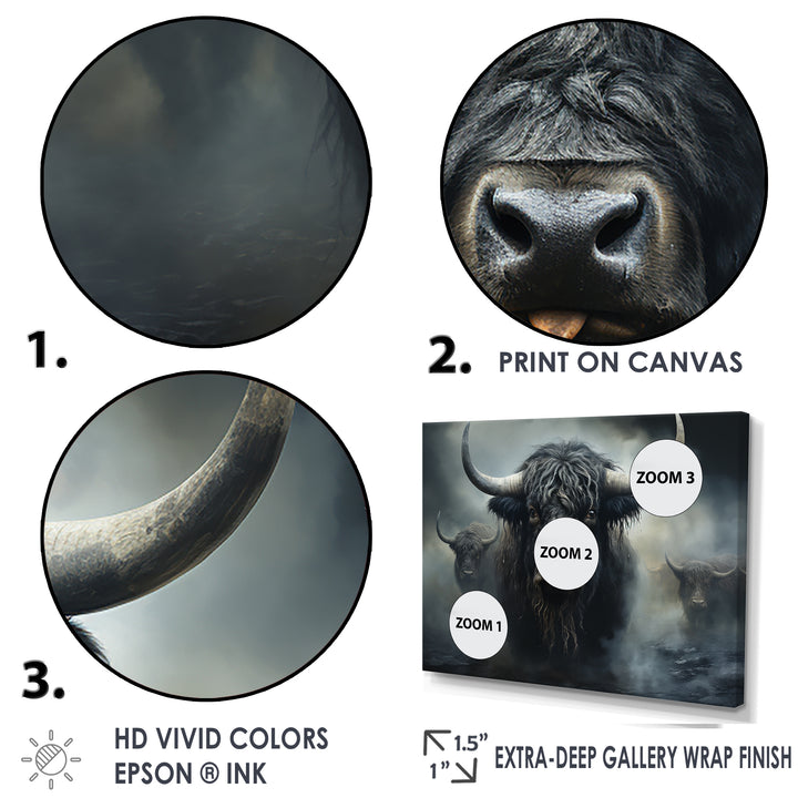 minimalism black Yaks snapshot - Yaks Framed Canvas Art