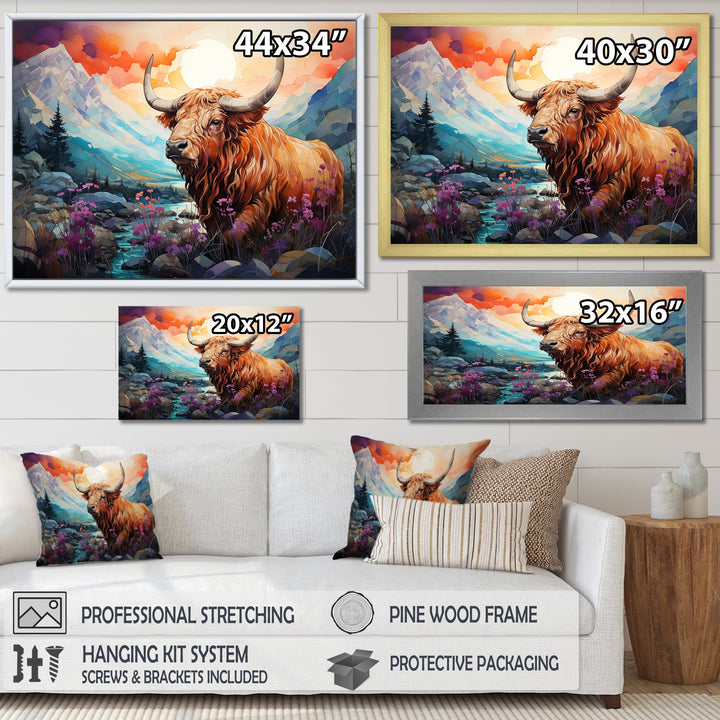 Yak Pastel Wilderness territory - Yaks Large Canvas Wall Art