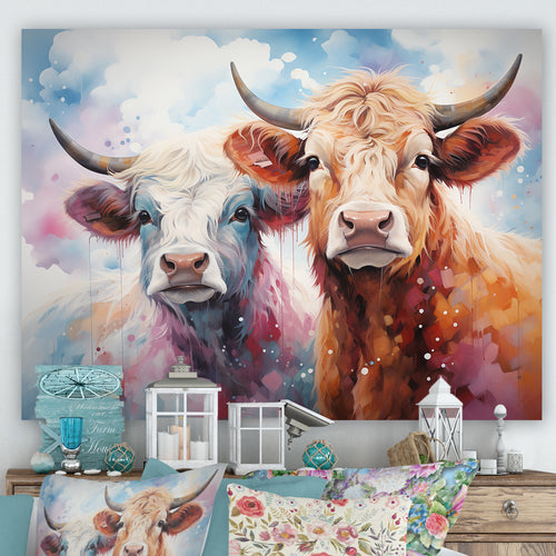 Cute Multicolor Yaks selfie - Yaks Living Room Wall Art