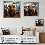 Brown Yaks panorama - Yaks Wall Decor