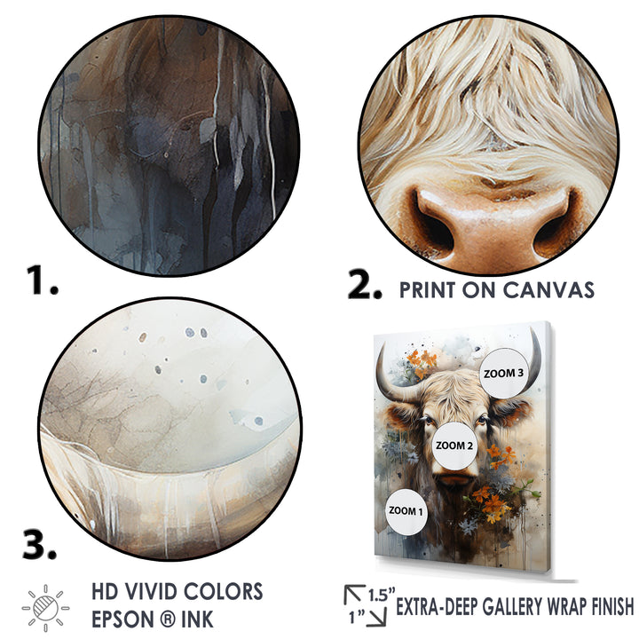 Floral yak profile - Yaks Wall Art Prints