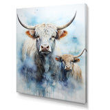 Watercolor Highland Yaks family - Blue Yaks Wall Art