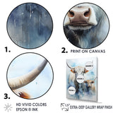 Watercolor Highland Yaks family - Blue Yaks Wall Art
