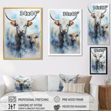 Watercolor Highland Yaks family - Blue Yaks Wall Art
