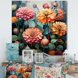 Bold Zinnias flowers - Floral Canvas Wall Art