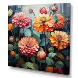 Bold Zinnias flowers - Floral Canvas Wall Art