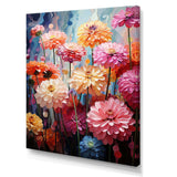 Muted tone Zinnias field - Floral Canvas Wall Art