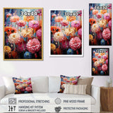 Muted tone Zinnias field - Floral Canvas Wall Art