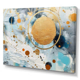 teal white and gold Abstract fight - Abstract Canvas Wall Art