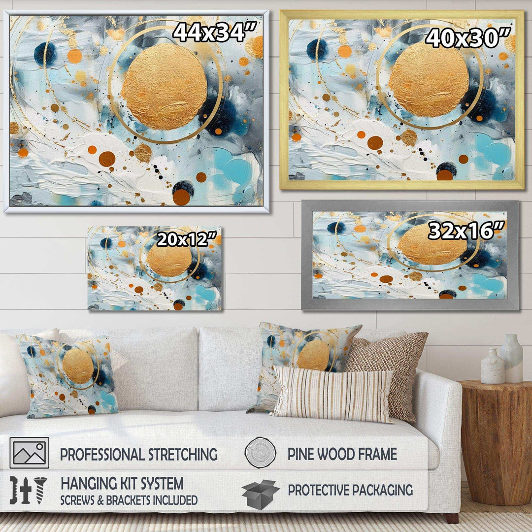 teal white and gold Abstract fight - Abstract Canvas Wall Art