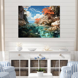 Corals and Coral Patchwork landscape - Coral Canvas Wall Art