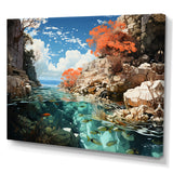 Corals and Coral Patchwork landscape - Coral Canvas Wall Art