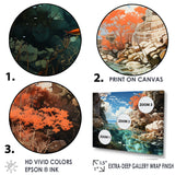 Corals and Coral Patchwork landscape - Coral Canvas Wall Art