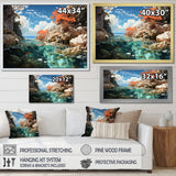 Corals and Coral Patchwork landscape - Coral Canvas Wall Art