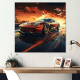 Red Vette Car art - Performing Arts Canvas Wall Art