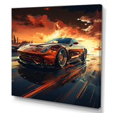 Red Vette Car art - Performing Arts Canvas Wall Art