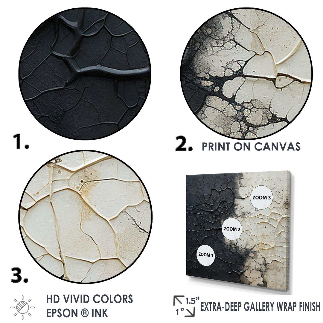 white and black Abstract split - Abstract Canvas Wall Art
