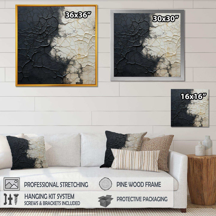 white and black Abstract split - Abstract Canvas Wall Art