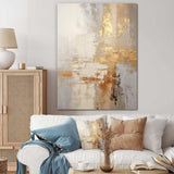 gold and white abstract split - Abstract Canvas Wall Art