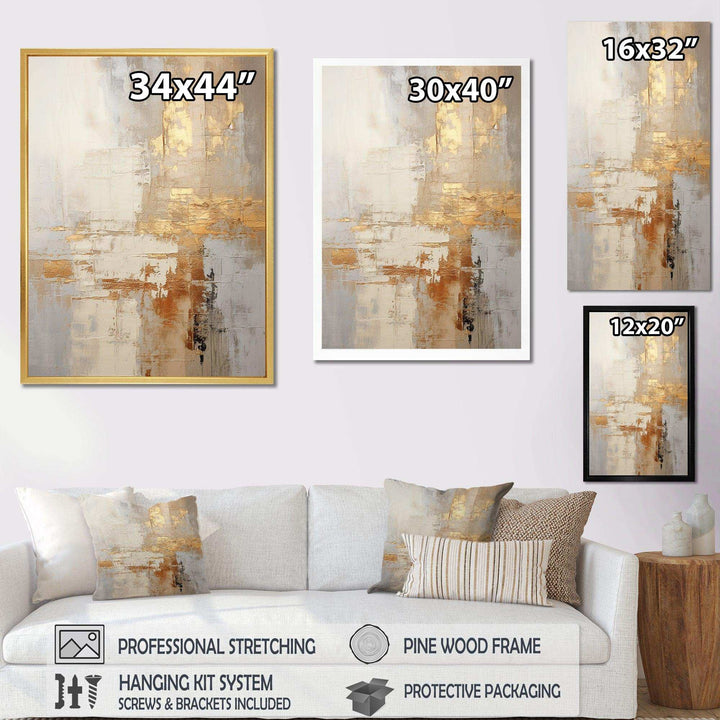 gold and white abstract split - Abstract Canvas Wall Art