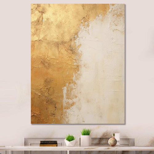 gold and white abstract split - Abstract Canvas Wall Art