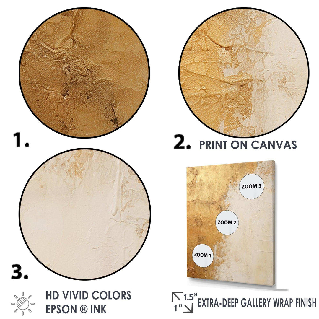 gold and white abstract split - Abstract Canvas Wall Art