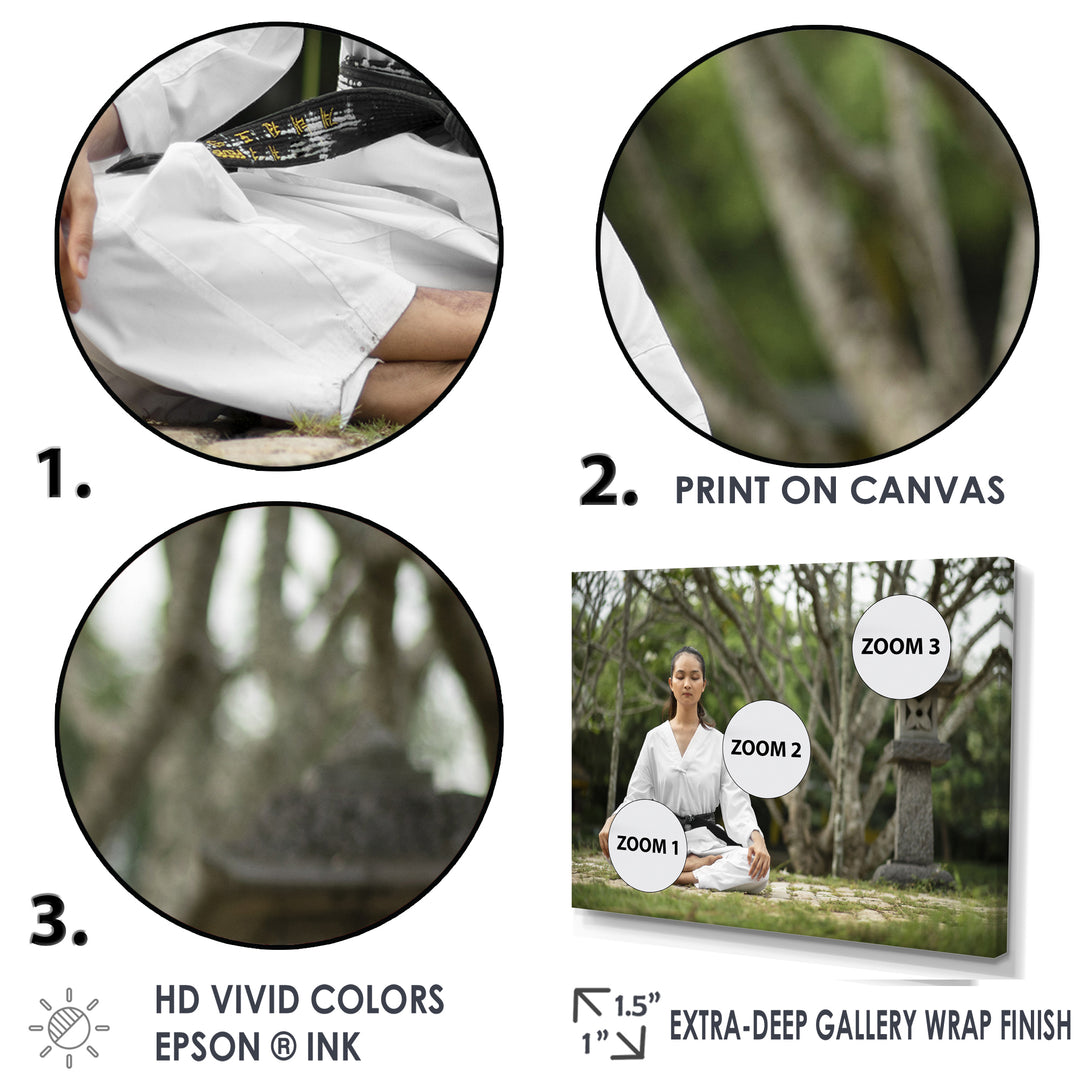 Woman Karate Meditating Mindfulness - Martial Arts Canvas Wall Art