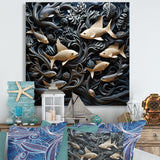 fish in the Sea collage in black - Fish Wall Art Prints