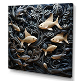 fish in the Sea collage in black - Fish Wall Art Prints