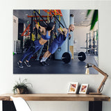 Athletic Couple Robes Gym Training - Aerobic & Bodybuilding Canvas Wall Art