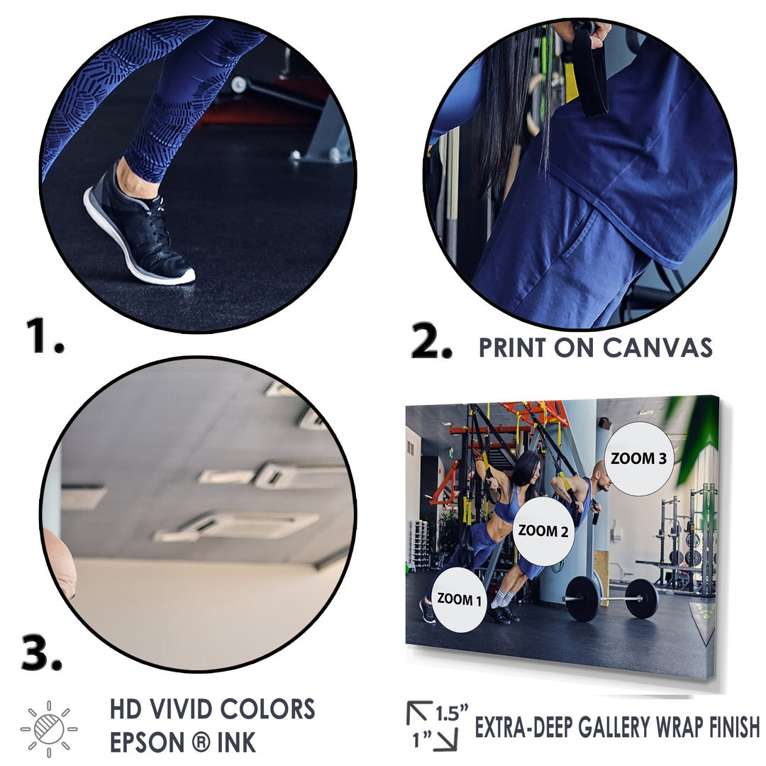 Athletic Couple Robes Gym Training - Aerobic &amp; Bodybuilding Canvas Wall Art