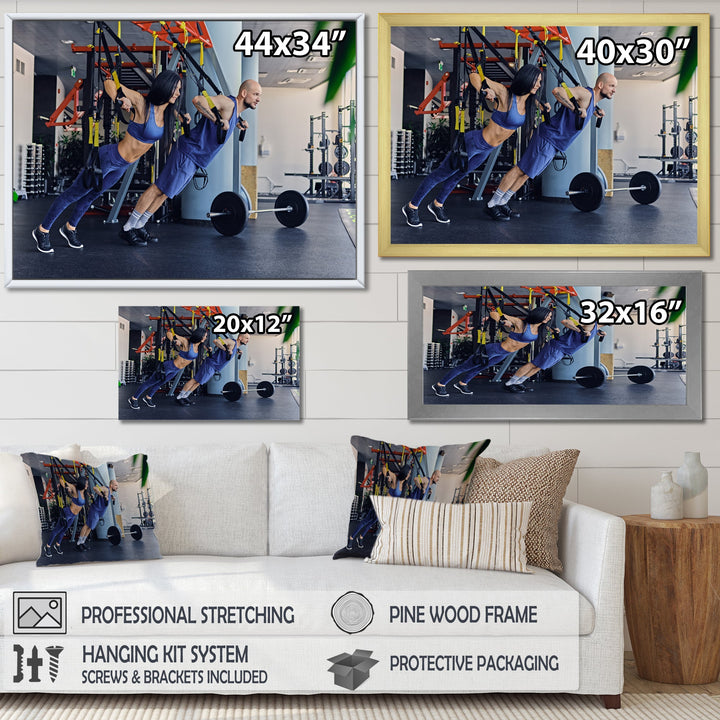 Athletic Couple Robes Gym Training - Aerobic &amp; Bodybuilding Canvas Wall Art