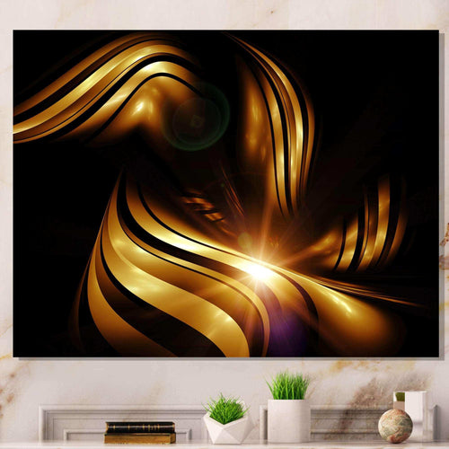 Abstract Gold Fractal Background - Modern Canvas Wall Art