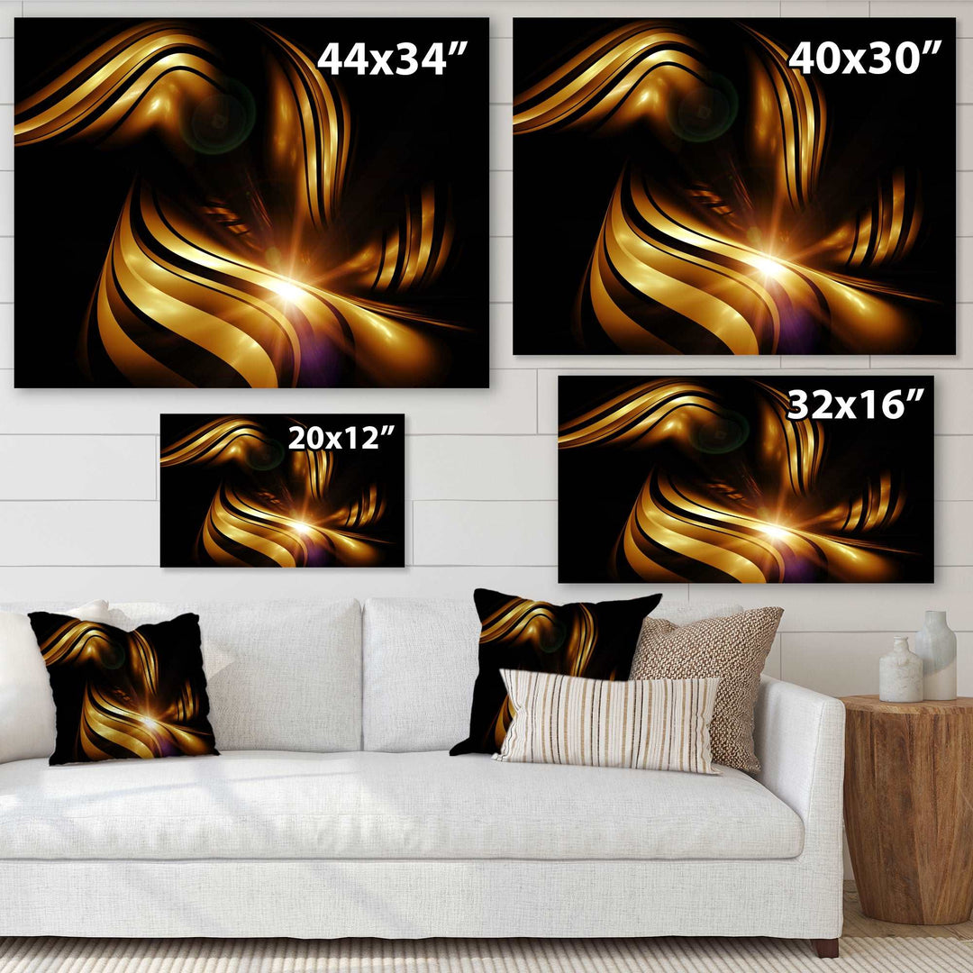 Abstract Gold Fractal Background Framed Print Matte White - 1.5" Width