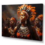 Brown African Zulu Festive Revelry - People Canvas Wall Art