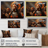 Brown African Zulu Festive Revelry - People Canvas Wall Art