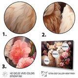 Fluffy Alpacas Floral Portrait - Alpaca Canvas Wall Art