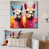 Colorful Enchanting Popart Alpacas portrait - Abstract Canvas Wall Art