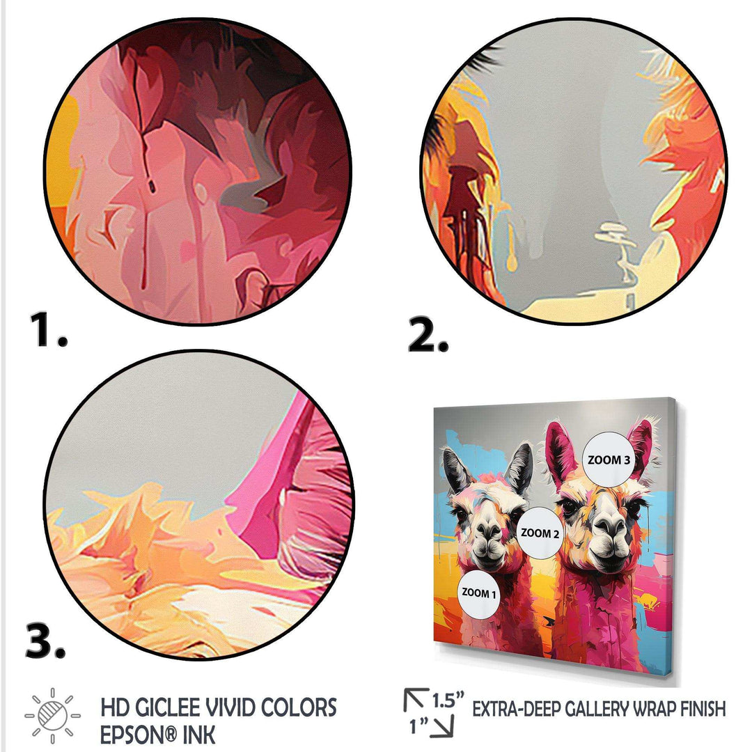 Colorful Enchanting Popart Alpacas portrait - Abstract Canvas Wall Art
