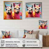 Colorful Enchanting Popart Alpacas portrait - Abstract Canvas Wall Art