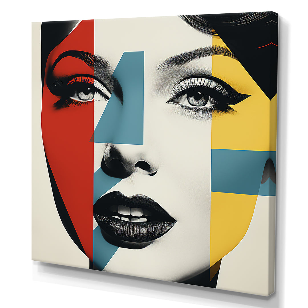Pop Art Runway woman Portrait - Raven Canvas Wall Art