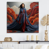Blue Glamour on the Red Carpet woman portrait - Raven Canvas Wall Art