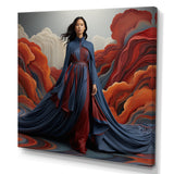 Blue Glamour on the Red Carpet woman portrait - Raven Canvas Wall Art