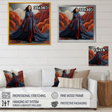 Blue Glamour on the Red Carpet woman portrait - Raven Canvas Wall Art
